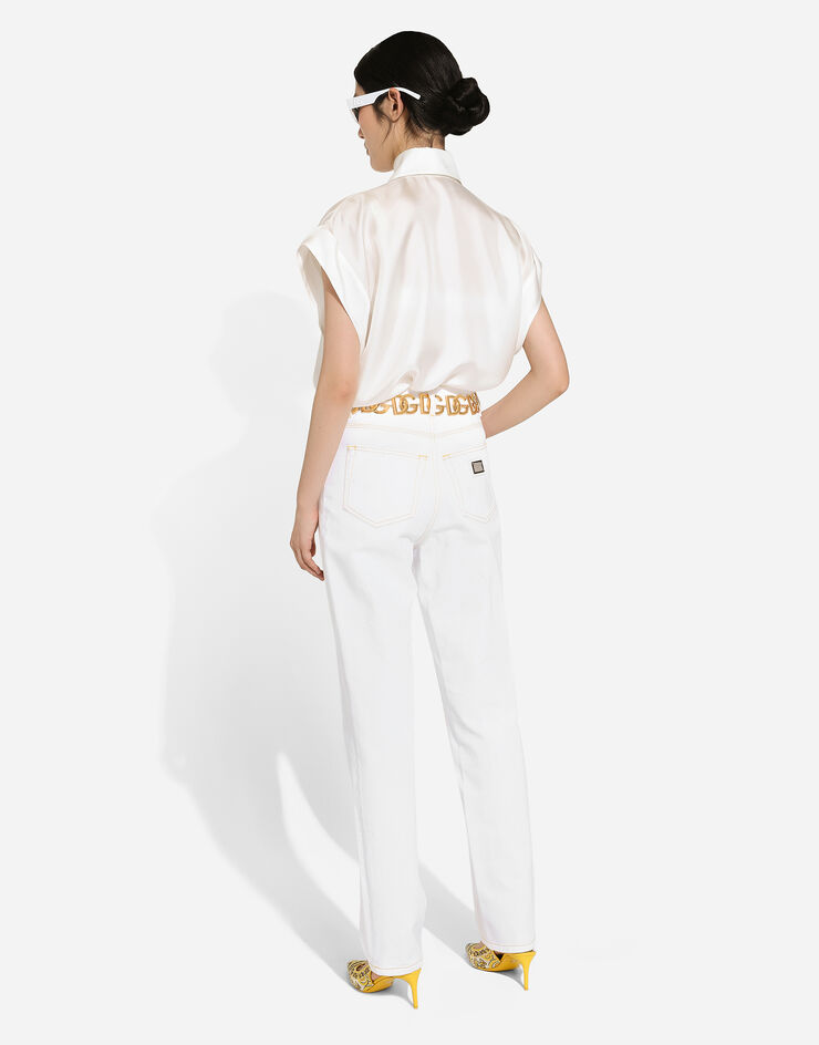 Dolce & Gabbana Camisa en sarga de seda Blanco F5P11TFU1WX