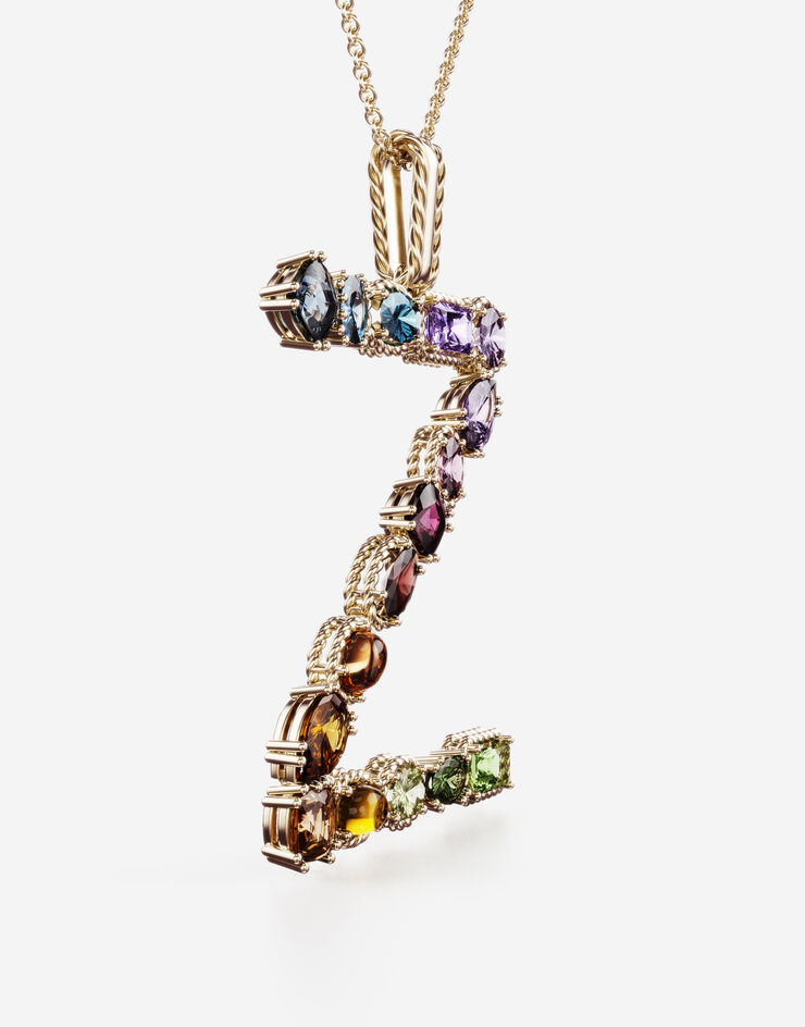Dolce & Gabbana Pendente Z Rainbow Alphabet con gemme multicolor Oro WAMR2GWMIXZ