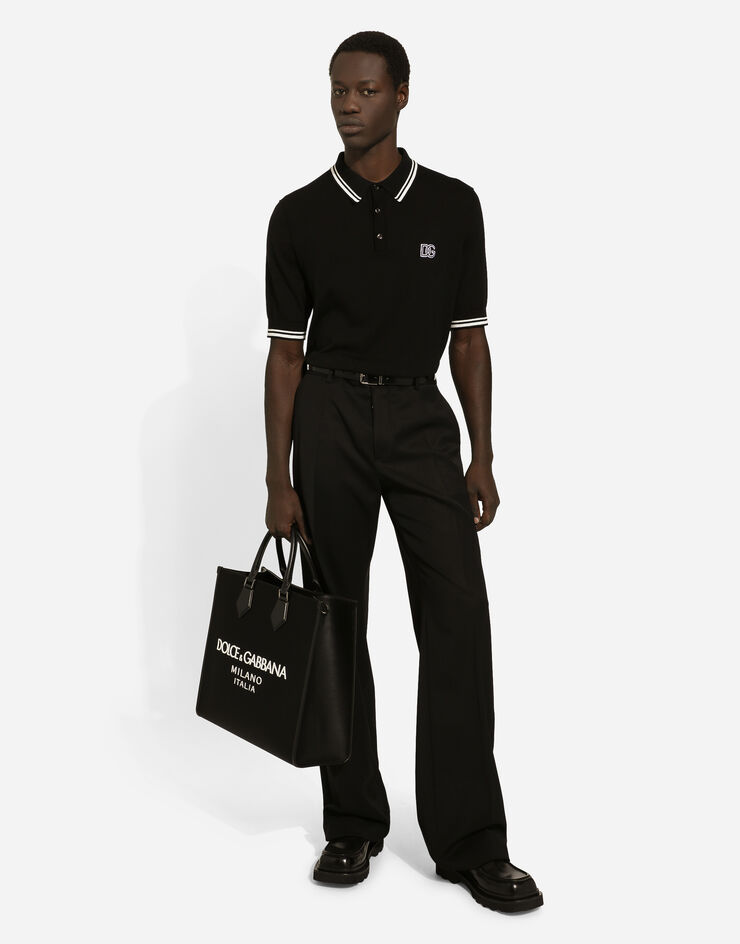 Dolce & Gabbana Большая сумка-шоппер из нейлона с прорезиненным логотипом черный BM2271AG182