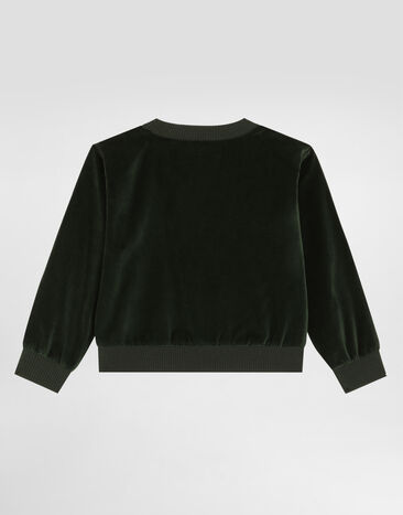 Dolce & Gabbana Kapuzensweatshirt aus Samt Grün L4JWLAFUWE6