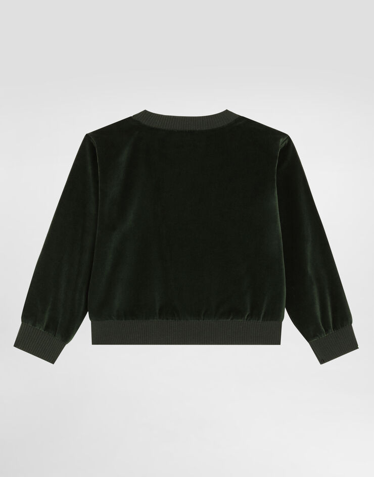Dolce & Gabbana Kapuzensweatshirt aus Samt Grün L4JWLAFUWE6