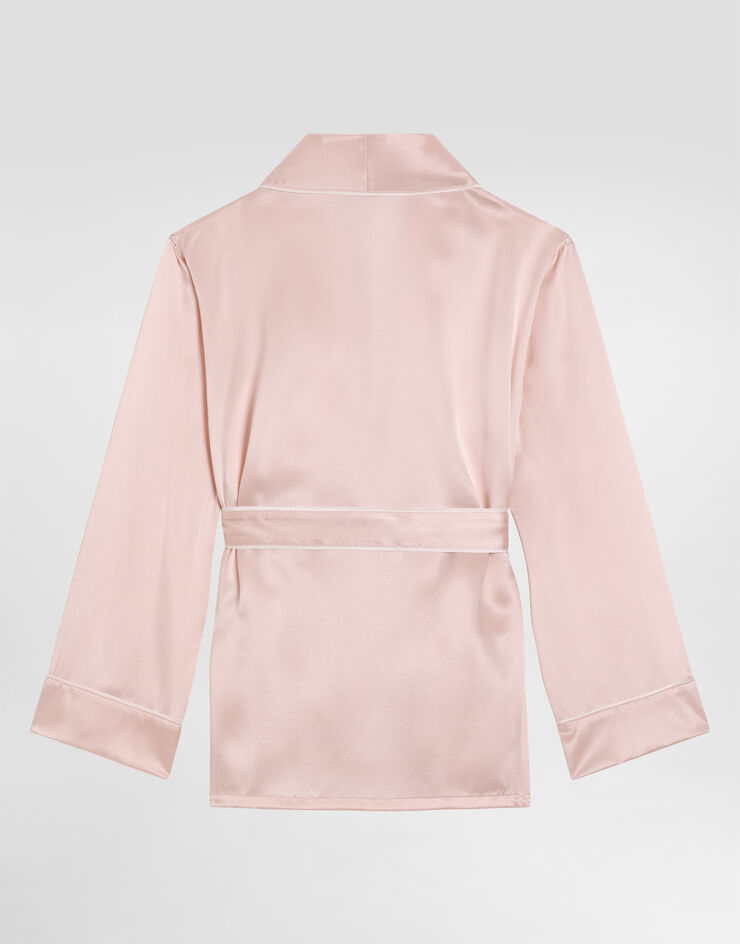 Dolce & Gabbana Camicia vanity in raso di seta Rosa L56S22FU1AU