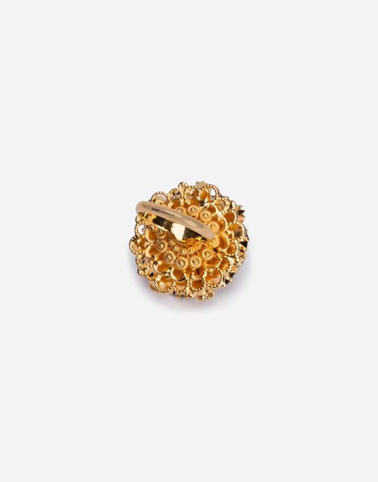 Dolce & Gabbana Ring with rhinestone decoration NOIR/DORÉ WRM2M1W1111