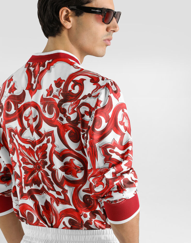 Dolce & Gabbana Majolica-print twill bomber jacket Multicolor G9BLMTHI13D