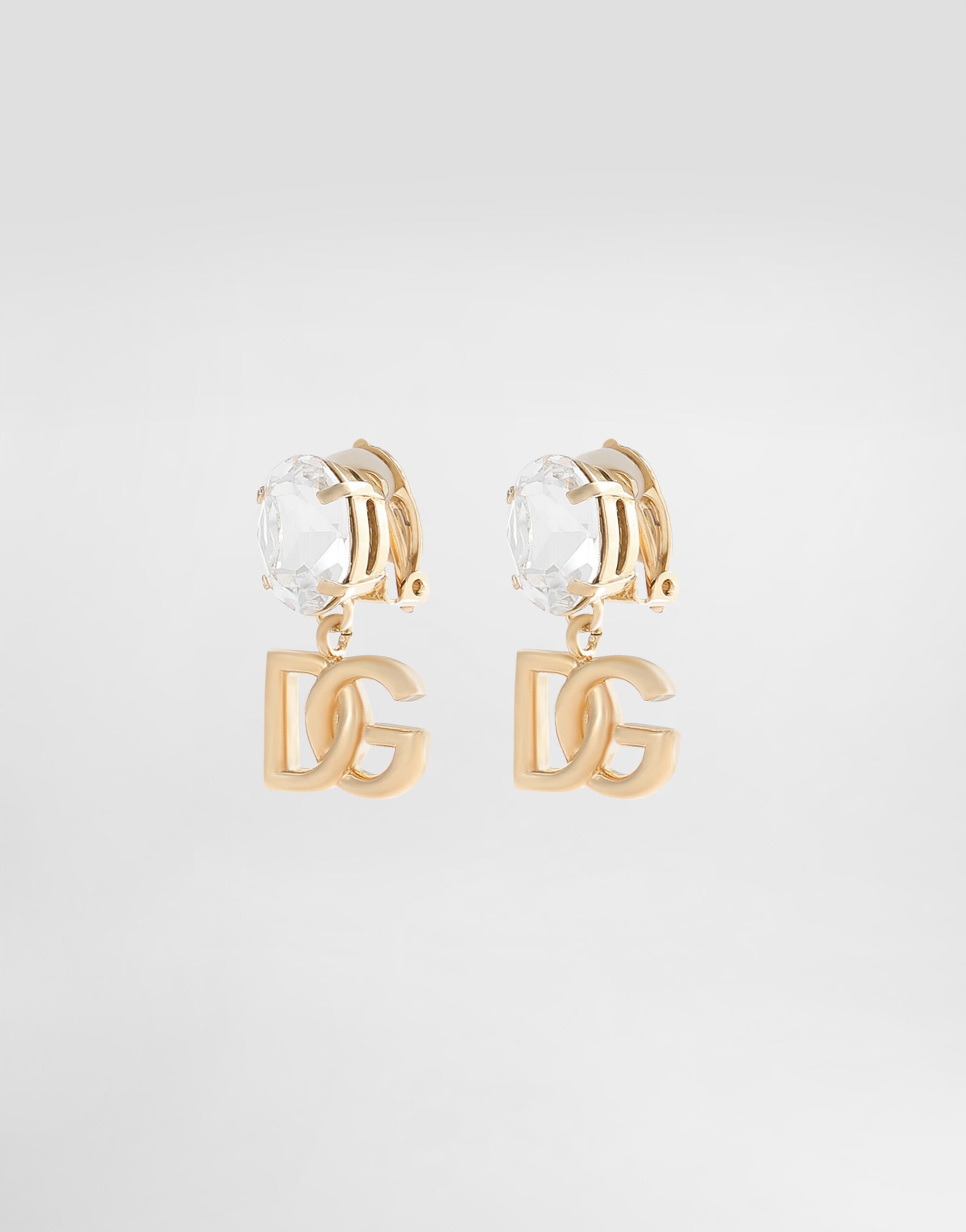 Earrings with rhinestones and DG logo in Gold for Women Earrings with rhinestones and DG logo in Gold for Women