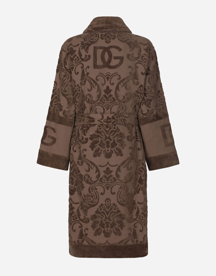 Dolce & Gabbana Bathrobe in Terry Cotton Jacquard Multicolor TCF009TCAGM