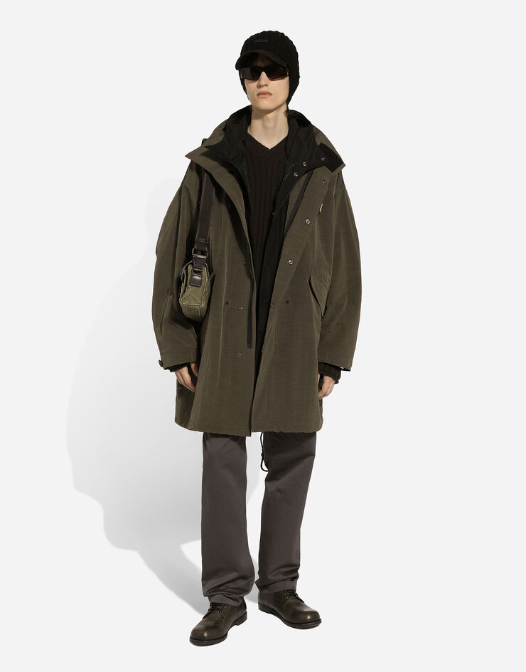Dolce & Gabbana 科技帆布连帽无衬派克大衣 绿 G046KTFUS1W
