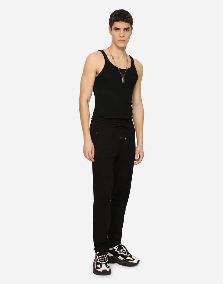 Dolce & Gabbana Pantalón jogging de algodón Negro G4ZCATG7JYX