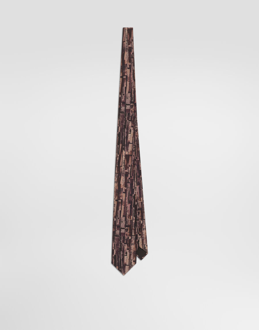 Abstract-print twill tie