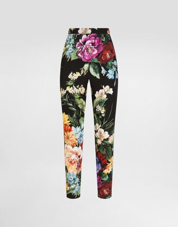 Dolce & Gabbana Hose aus Charmeuse mit Blumenbouquet-Print Drucken FTCQ4TFSA7W