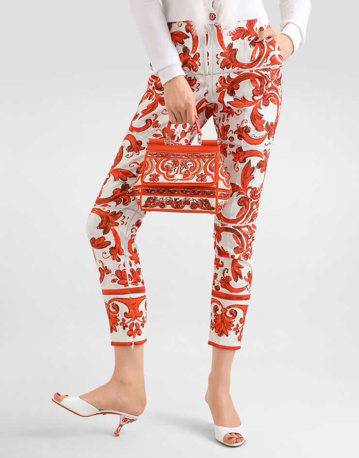 Dolce & Gabbana Small Sicily handbag with majolica embroidery Orange BB6003BW050