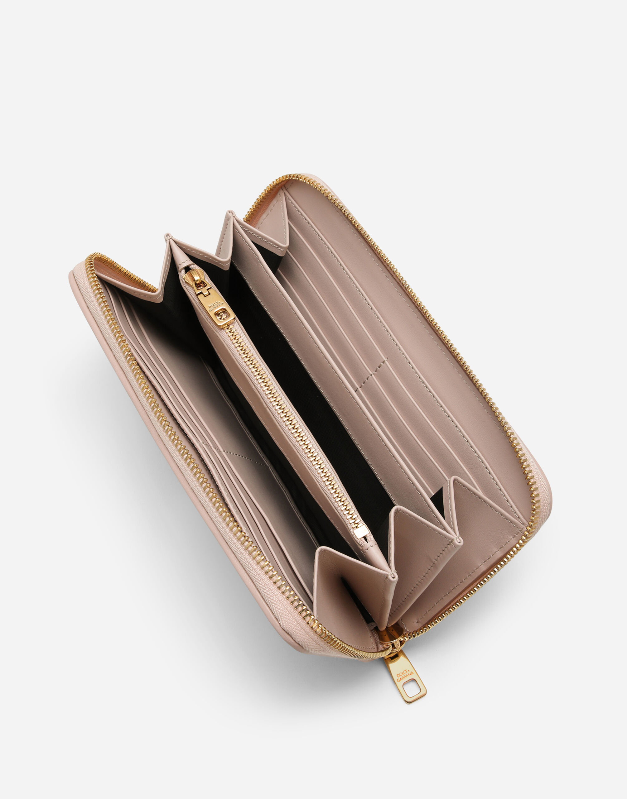 Zip around Devotion wallet in nappa leather in Pale Pink for Women Dolce Gabbana US