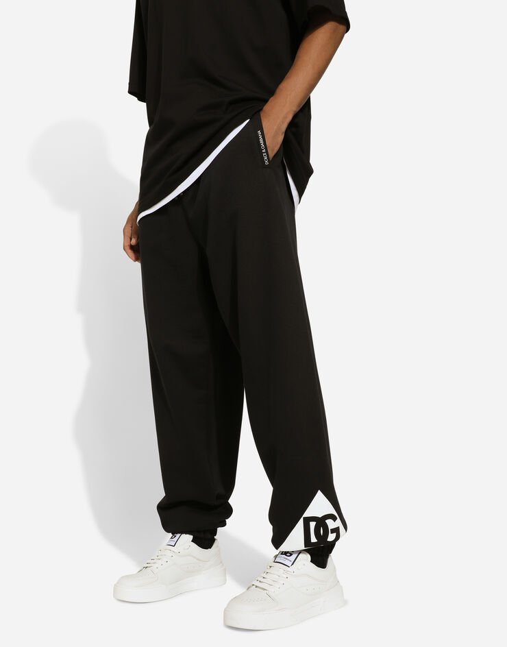 Dolce & Gabbana سروال للركض قطني بشعار أسود GP03BTG7L3R