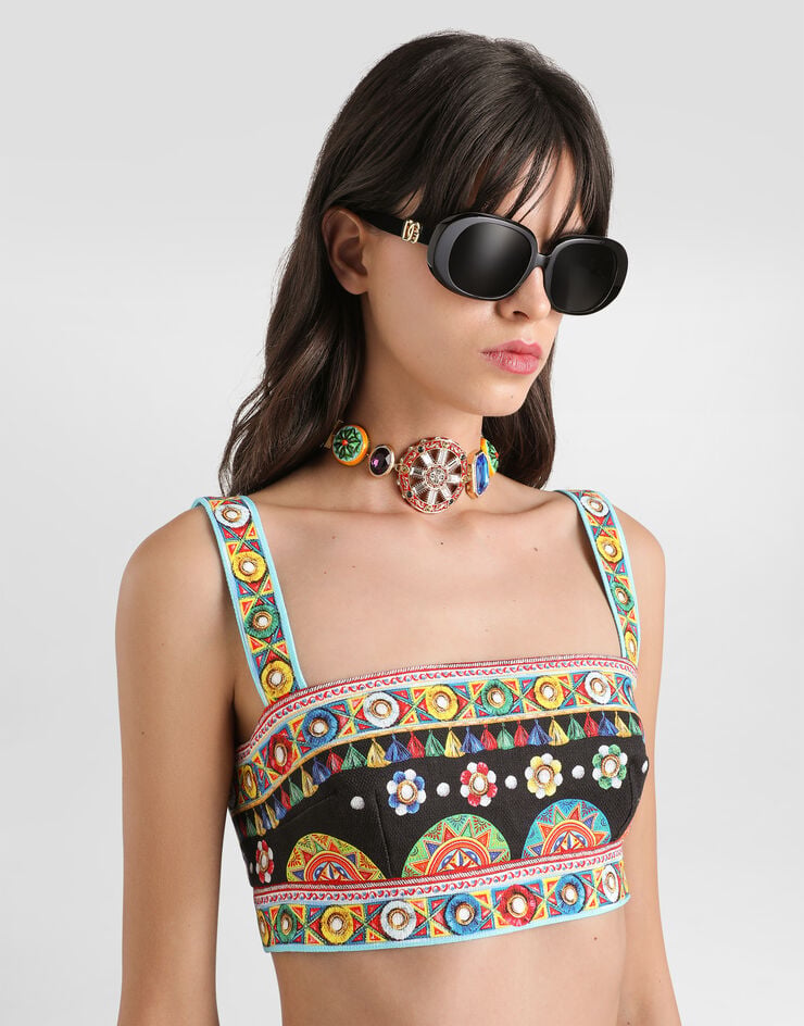 Dolce & Gabbana Carretto-print cotton top Dolce & Gabbana Carretto-print cotton top Multicolor F7BR2TGDDTD