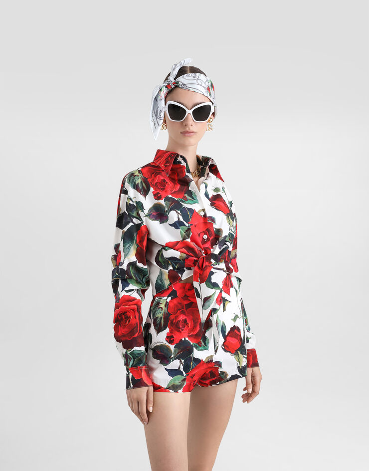 Dolce & Gabbana Shorts de algodón con estampado de rosas Imprima FTC9TTHS5S2