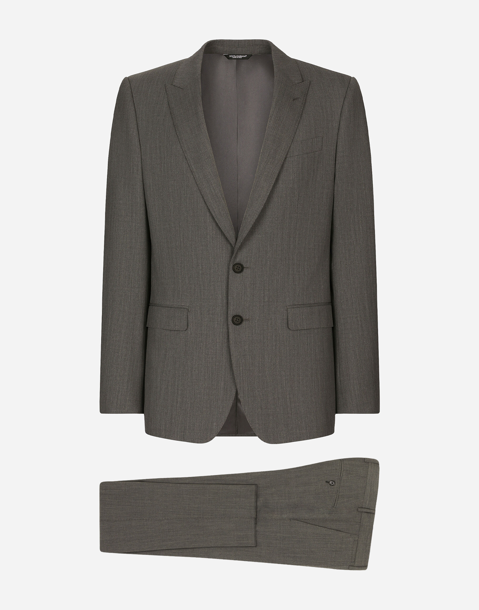 Single breasted stretch wool Martini fit suit in Grey for Men Dolce Gabbana