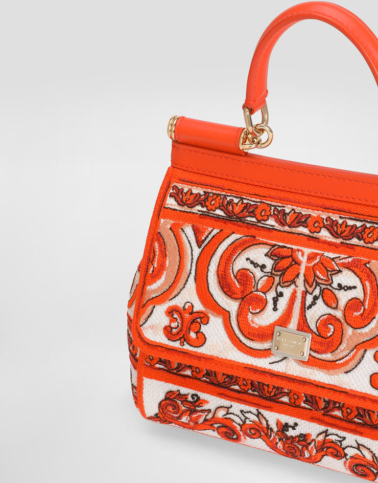 Dolce & Gabbana Small Sicily handbag with majolica embroidery Orange BB6003BW050
