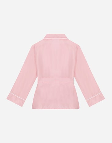 Dolce & Gabbana Pyjamabluse aus Seidentwill DG-Stickerei Rosa L55S84G7M5C