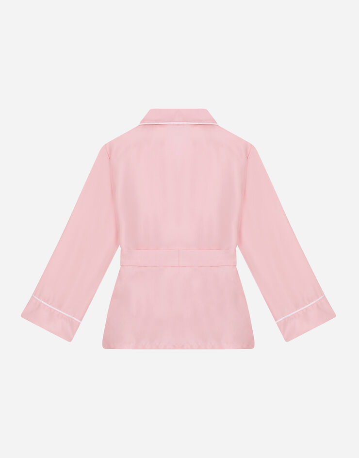 Dolce & Gabbana DG 자수 실크 트윌 파자마 셔츠 핑크 L55S84G7M5C