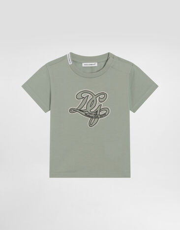 Dolce & Gabbana Jersey t-shirt with DG embroidery Green L1JTEYG7PRR
