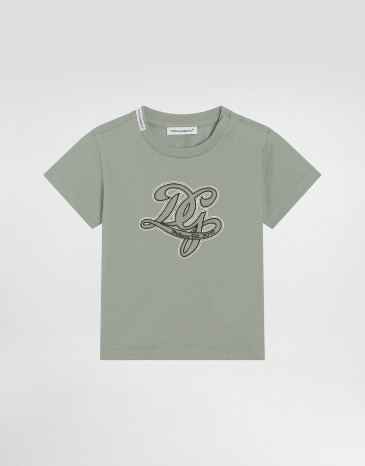 Dolce & Gabbana Jersey t-shirt with DG embroidery Green L1JTEYG7PRR