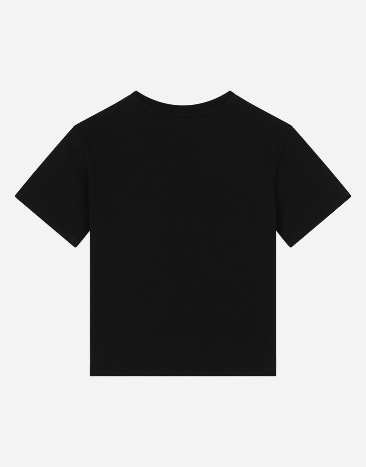 Dolce & Gabbana Jersey T-shirt with Dolce&Gabbana logo Black L4JTHUG7N0D