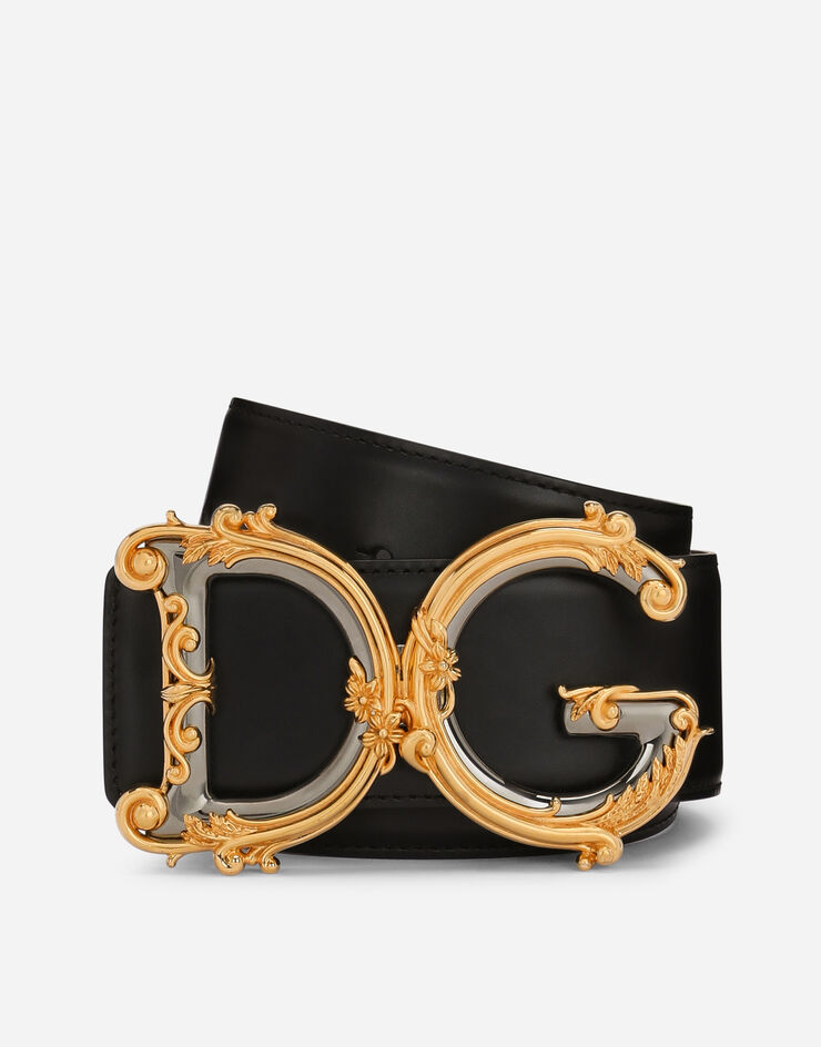 Dolce & Gabbana Calfskin belt with logo Black BE1336AZ831