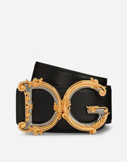 Dolce & Gabbana Calfskin belt with logo Black F6J4UTFUBD2