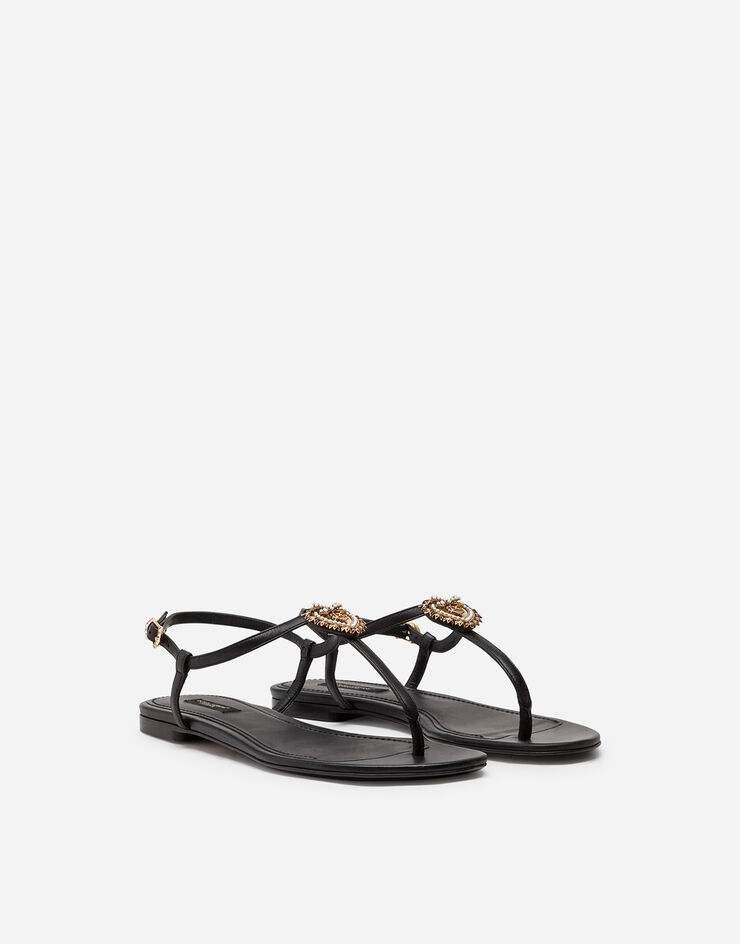 Dolce & Gabbana Nappa leather Devotion flip flops Black CQ0353AX191