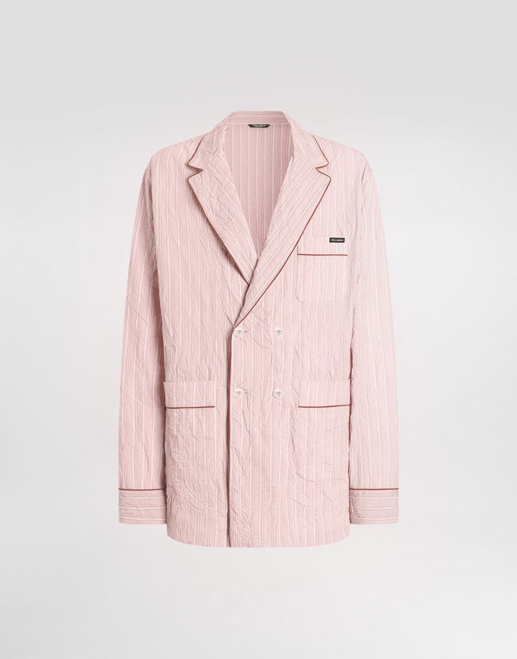 Dolce & Gabbana Crinkled striped fabric shirt-style vanity robe Multicolor G2WH1TFBMFS