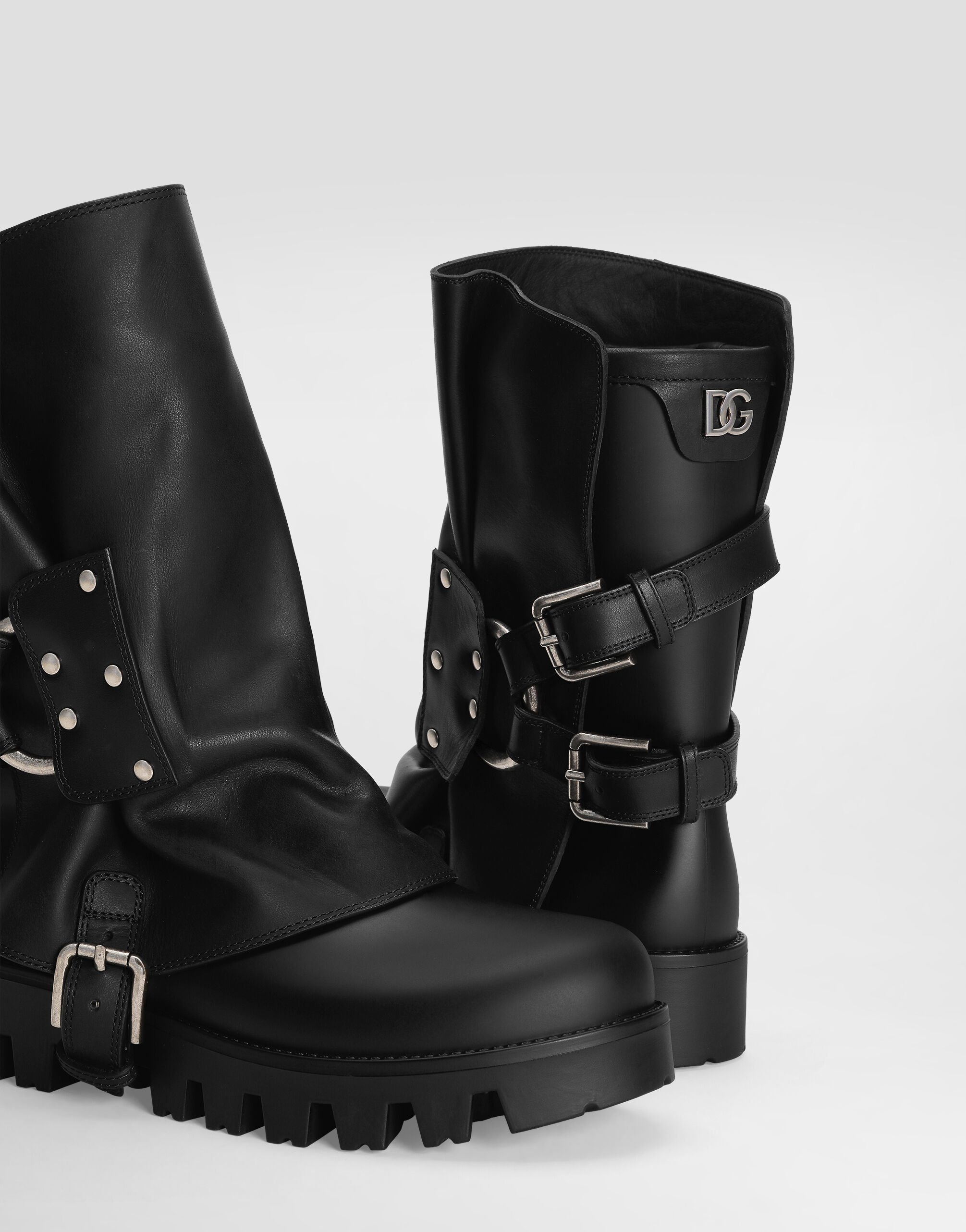 Rubber and calfskin ankle boots in Black for Women | Dolce&Gabbana® US