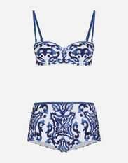 Dolce & Gabbana Majolica-print balconette bikini Blue F6GAMDG8KT2