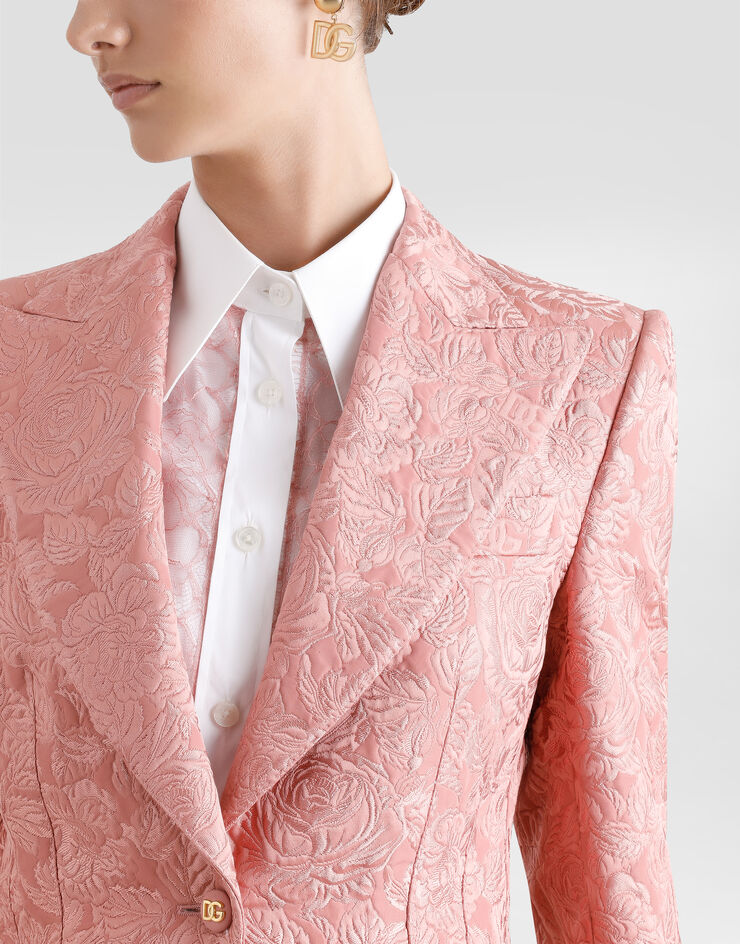Dolce & Gabbana Single-breasted floral quilted jacquard Turlington jacket Pink F29UCTHJMQK