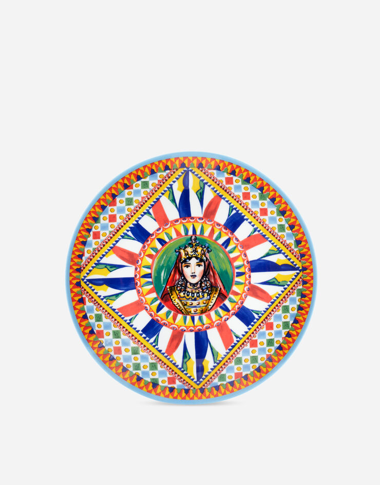 Dolce & Gabbana Set 2 Porcelain Dinner Plates Multicolor TC0S04TCA22
