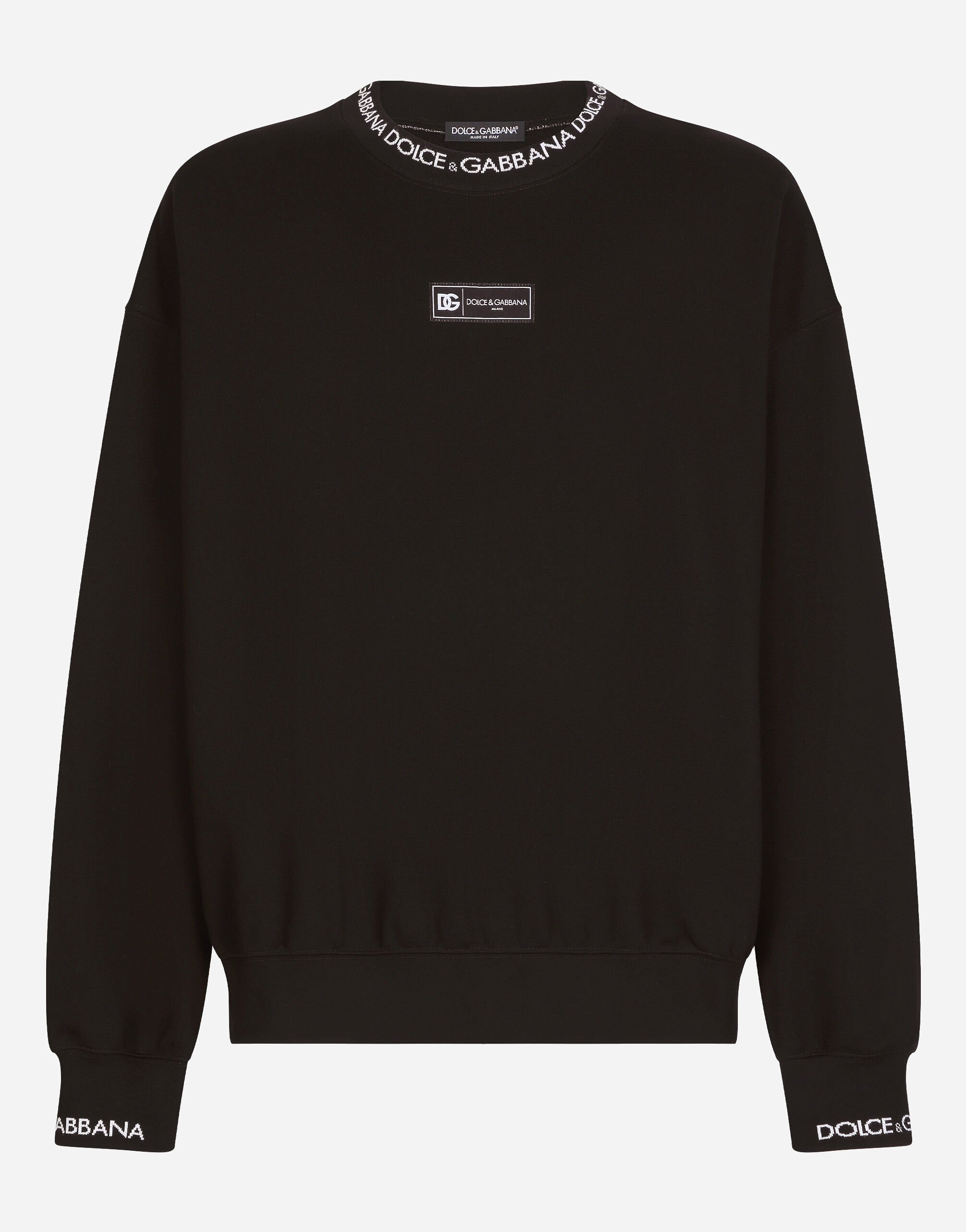 Dolce & Gabbana Round-neck sweatshirt with Dolce&Gabbana logo Beige G9AKPZG7NQI