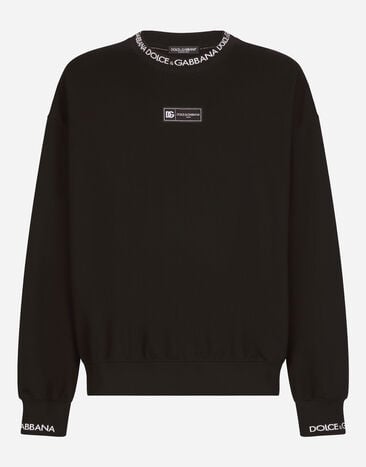 Dolce & Gabbana Round-neck sweatshirt with Dolce&Gabbana logo Black GW5OHTFUFMF