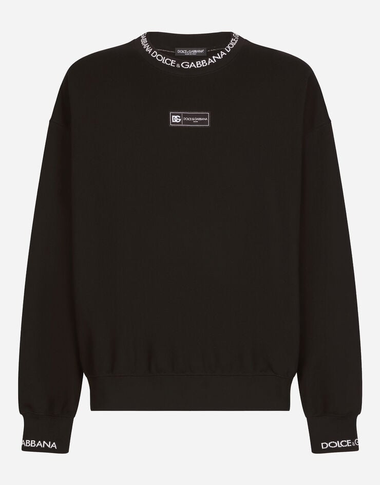 Dolce & Gabbana Round-neck sweatshirt with Dolce&Gabbana logo Black G9AQVTHU7AL