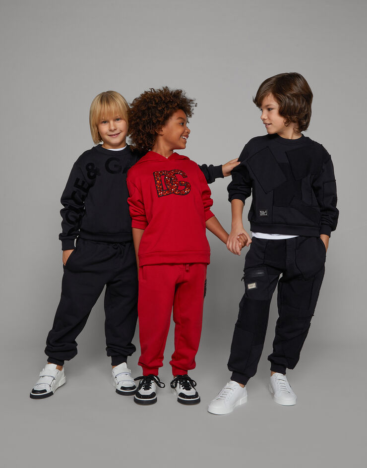Dolce&Gabbana Jersey jogging pants with flocked logo Black L4JPFEG7K2C