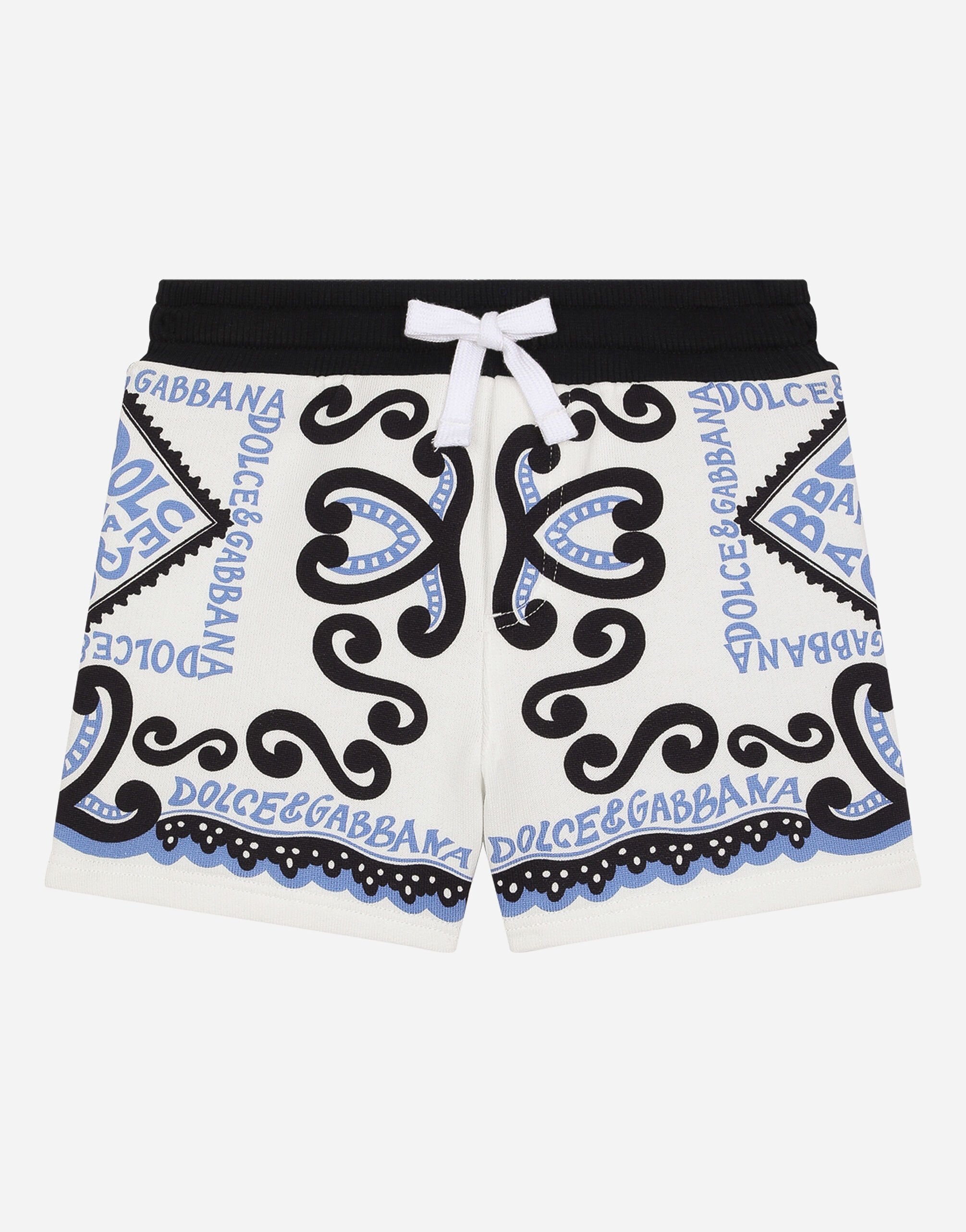 Dolce & Gabbana Jersey shorts with Marina print Beige L13Q08FUFJR