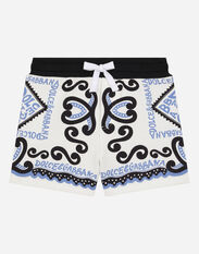 DolceGabbanaSpa Jersey shorts with Marina print Black L1JPIGG7KU7