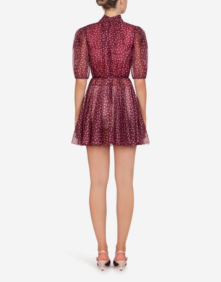 Dolce & Gabbana SHORT MINI POLKA-DOT PRINT ORGANZA DRESS ROSE F6H7QTIS1BX