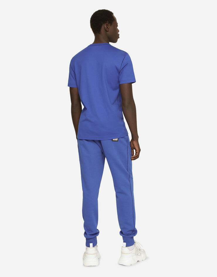 Dolce&Gabbana Jersey jogging pants with branded tag Blue GVXQHTG7F2G
