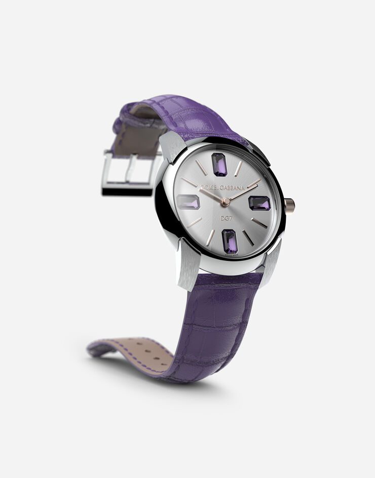 Dolce & Gabbana Watch with alligator strap Purple WWRE2SXSD2A