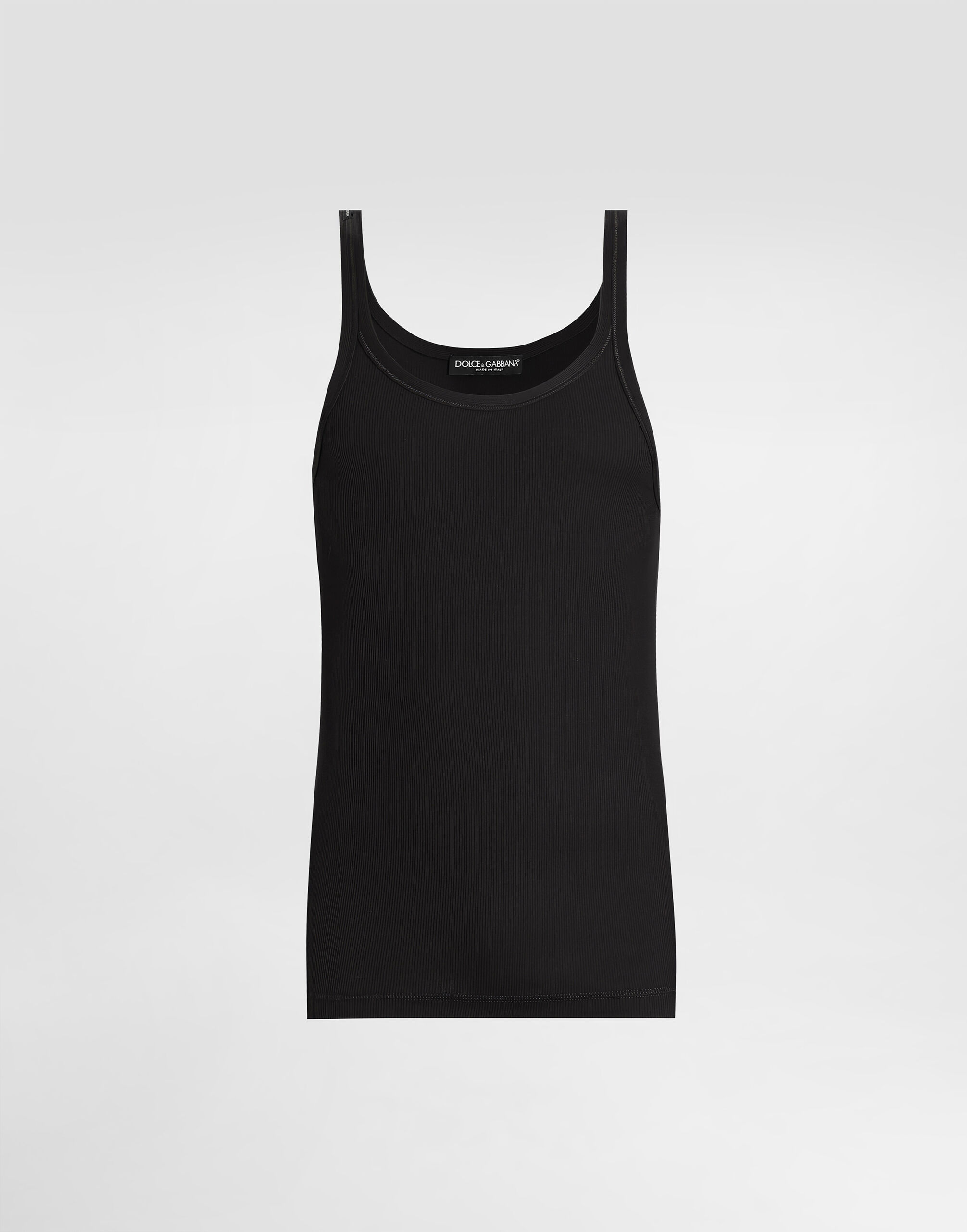 Ribbed cotton tank top in Brown for Men | Dolce&Gabbana® US