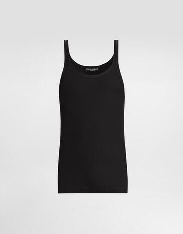 Dolce & Gabbana Ribbed cotton tank top Brown G8SY5TFU7AV