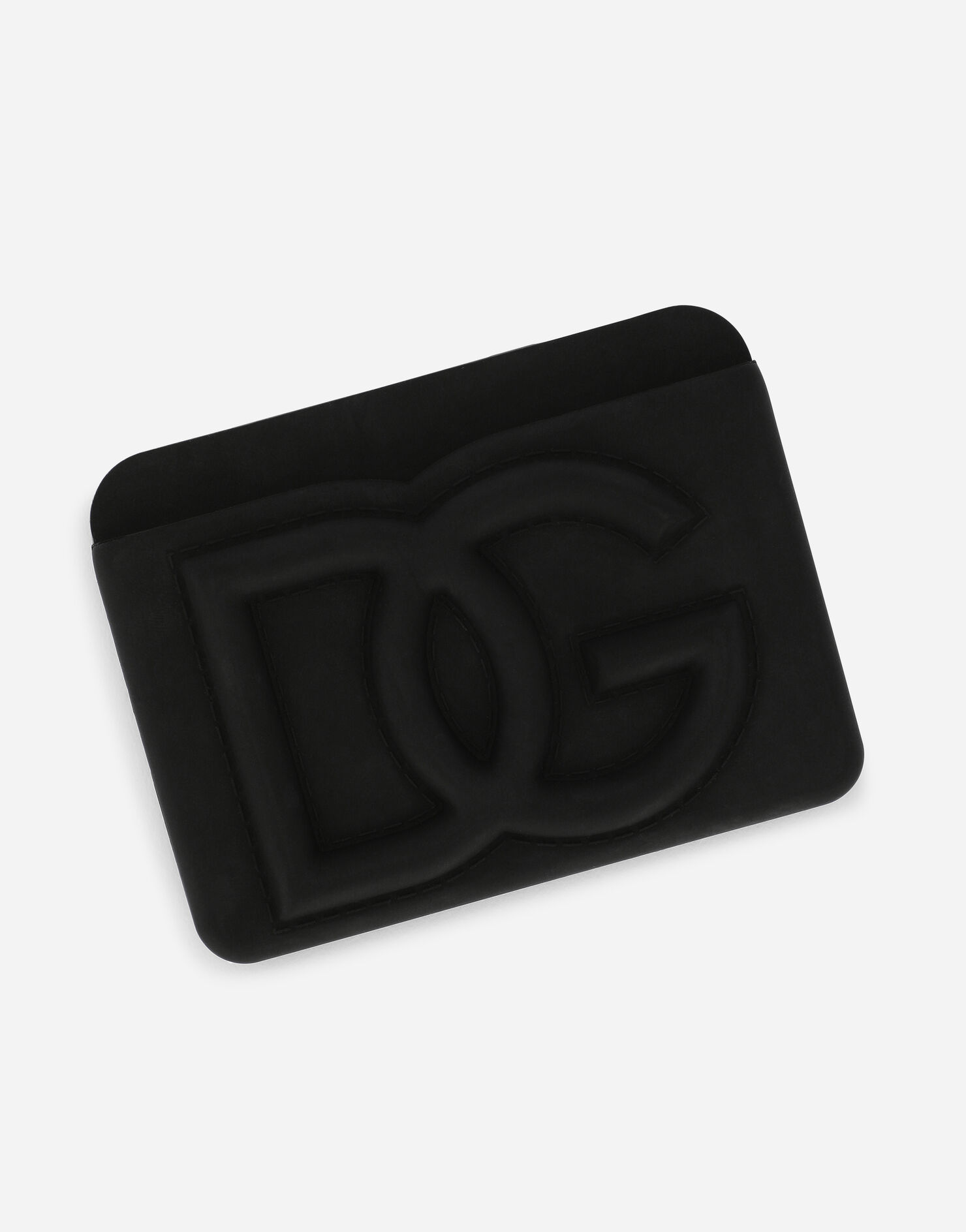Rubber card holder with embossed logo in Black for Men Dolce&Gabbana®