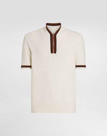 Dolce & Gabbana Short-sleeved cotton polo-shirt with inlay Multicolor GXVB1TJFMMS