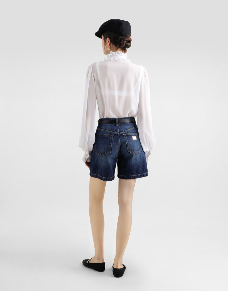 Dolce & Gabbana Camisa de georgette con volantes Blanco F5S83TFU1AR
