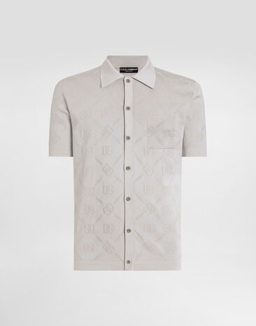 Dolce & Gabbana Silk shirt with DG openwork Grey GXVC2TJBSM5