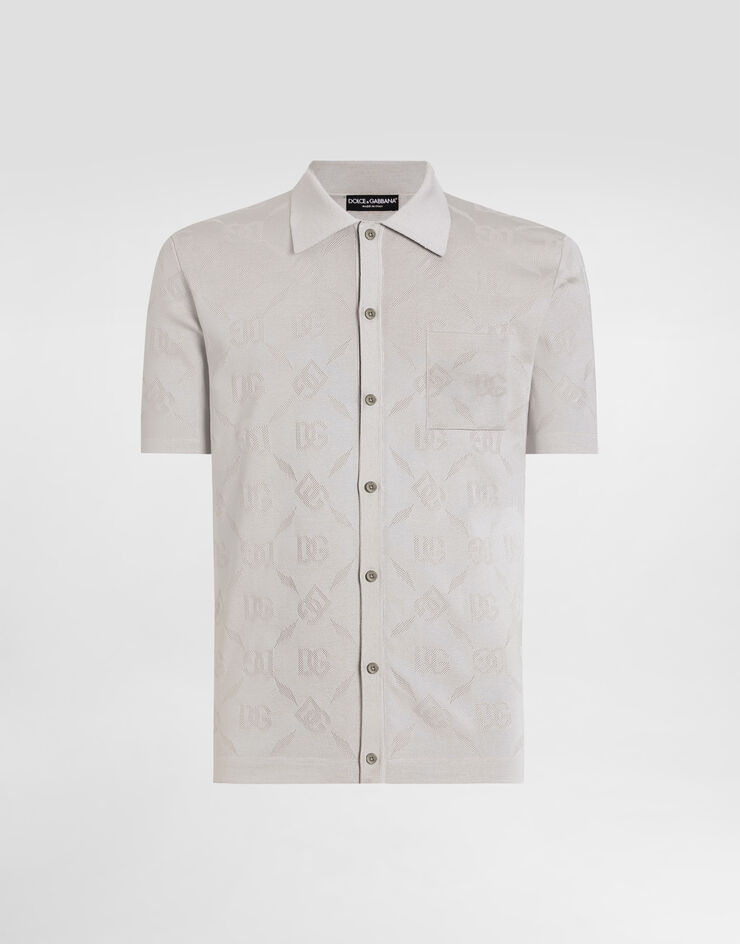 Dolce & Gabbana Seidenhemd mit DG-Lochmuster Grau GXVC2TJBSM5
